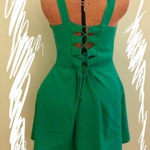 Adelym Rae jade fit-flare wi corset/laceup bk sz s